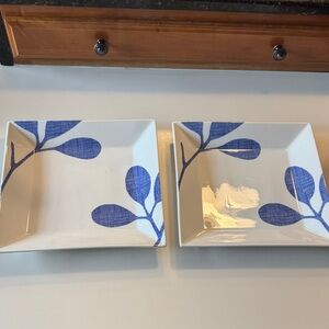 Macy's The Cellar Berry Decal blue white dinner plate - square serving platter